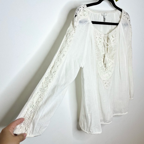 Joie ‘Oda’ Split Neck Crochet Blouse - Picture 5 of 8
